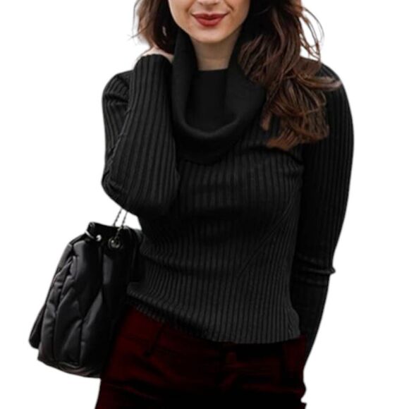 V28 BLACK COWL-NECK SWEATER SZ.L EUC. - Picture 2 of 5